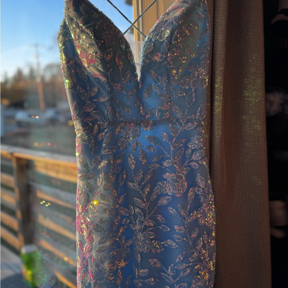 Elegant Blue Sequin Dress